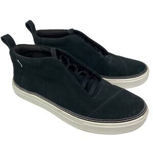 Toms Riley Black Leather Women's Lace Up Sneakers Casual Shoes Size 8